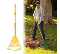 Râteau À Feuilles 14 Dents en Forme D'Éventail - Râteau À Gazon Domestique,Balai Portable pour Pelouse Terrasse Paysage Gravier Jardin Camping Plein Air