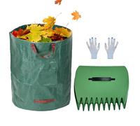 Râteau à feuilles avec poignée ergonomique, grands râteaux manuels, grande poignée de collecte avec sac poubelle - Grandes palettes pour feuilles et râteau à la main pour , coupée, rifi