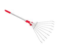 Râteau à Feuilles de Jardin en Acier Inoxydable, Manche Rétractable, Rouge | Poignée Ergonomique, Usage Paysager et Art du Jardin, Format Compact, Accessoires Jardin