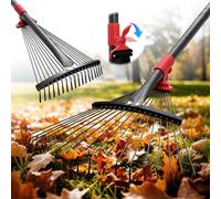 Râteau à feuilles de jardin réglable - Râteau à feuilles en métal robuste de 147,3 cm avec tête extensible (20,3 à 43,2 cm), râteau pliable pour enfants pour jardins, cour, pelouse, arbustes, petites