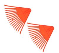 Râteau à Feuilles en Plastique 2 Pièces 16 Dents | Espacement Fin, Grosse Surface de Travail, Tête de Remplacement Orange, Nettoyage des Petits Débris Haies