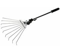 KOTARBAU® Râteau à Feuilles - Réglable - Mini Râteau de Jardin - Acier Galvanisé - 32 cm - Argent - avec Manche Télescopique 6-24,5 cm - 9 Dents Flexibles - Outil Léger pour Massifs de Fleurs