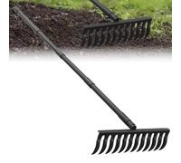 Râteau à feuilles métallique, râteau à arc robuste avec manche réglable de 152 cm, adapté pour ameublir le sol, ramasser les branches mortes, les feuilles mortes, les cailloux et les excréments