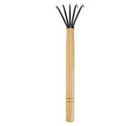 Râteau à Feuilles Mortes de Jardin en Acier au Carbone, Cinq Dents | Outil de Nettoyage Extérieur, Structure Robuste en Bois et Métal, Noir, pour Feuilles et Débris