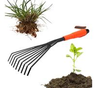 Râteau À Feuilles - Petit Râteau De Jardin À Main Avec 9 Dents En Acier & Poignée Ergonomique | Râtteau À Arbustes & Cultivateur De Sol Professionnel | Balai Éventail Compact Pour Feuilles & Mauvaises
