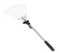 Râteau à Feuilles Rétractable Outil de Jardinage, en Acier pour Jardin | Aluminium et Plastique, Fixation par Rivet, Poignée Antidérapante Confortable, Couleur Argenté