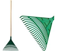 Râteau à feuilles Strend Pro R122.WH, 22 dents, 49 cm, forme d'éventail, plastique, manche bois 1300 mm