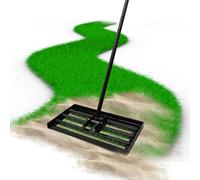 Râteau à Gazon, 41 x 25 cm, Manche de 183 cm, Acier Inoxydable, Manche réglable, Outil Professionnel d'entretien de la pelouse pour Jardins, terrains de Golf et fermes