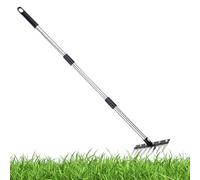 Râteau à Gazon - 8 Dents Acier Inoxydable - Outil de Jardinage Pratique pour Le désherbage - pour la Sylviculture, la pelouse, l'extérieur, Le Jardin, Le Paysage, la Ferme, l'arrière-Cour et