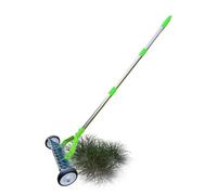 Râteau À Gazon Avec Roues - 51.2 Pouces, ABS Acier Inoxydable Manche Long Réglable, Outil Scarificateur Robuste | Râteau De Jardin Pour Jardinage, Aménagement Paysager, Cour, Élimination De L’Hërbe et