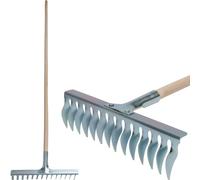 Râteau à gazon Strend Pro R108A.WH, 14 dents, aération, scarification, manche en bois