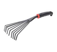 Râteau à Main, 9 Dents en Acier Inoxydable Petit râteau de Jardin avec poignée en Plastique, Pendaison de Jardin Outils à Main pour Le Jardinage, Le désherbage, Transplantation et fouille