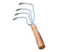 Râteau À Main - à Coquillages avec Manche en Bois,Déterrateur Portable 4 Dents pour Jardin Camping Étang Plage - Chasse aux Coquillages et Trésors Naturels