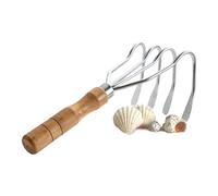 Râteau À Main | Manche en Bois pour Coquillages Et Rochers | Griffe Compacte 4 Dents pour Jardinage, Plage, Lac, Ferme, Camping, Étang Et Collecte De Coquillages