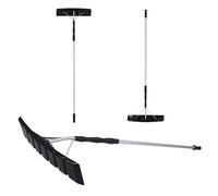 Râteau à neige extensible avec manche télescopique en aluminium et lame de pelle large pour un déneigement efficace en hiver sur les toits, les abris d'auto et les auvents