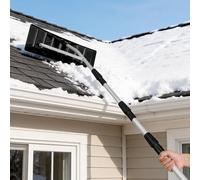Râteau à neige léger en aluminium de qualité supérieure pour le déneigement, outil de déneigement portable pour toit de neige et feuilles de neige débris des toits de voitures, poignée antidérapante