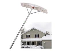 Râteau à neige léger en aluminium pour toits, poignée extensible, déneigeur portable, pour panneaux solaires et porches, outil de déneigement d'hiver (3 à 6 m, râteau à fond plat)