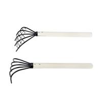Râteau à Palourdes en Fer 2 Pièces Poignée en Bois | Outil à Main pour Creuser le Sable Terre, Lot de 2, Usage Jardinage et Plantation