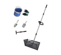 Râteau à Puces de Sable Râteau à Sable de qualité supérieure, Grand Manche Long, Robuste, Facile Nettoyer, Multifonctionnel, Pratique, tamisage, bêche Profonde(Black)