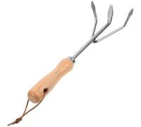 Râteau à Rempoter en Acier Inoxydable pour Jardinage, Outil Multi-Usage | Plantation, Désherbage et Ameublissement du Sol, Manche en Bois, Finition Argenté, Usage Jardin et Art