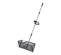 Râteau à sable, pelle à sable de plage en acier au carbone avec large panier trapézoïdal, détecteur de métaux, pelle à sable avec longue poignée pliable amovible de 40 cm, dents tranchantes, tamis de