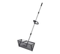 Râteau anti-puces de 40 cm en acier inoxydable avec large panier trapézoïdal, large manche amovible pour peigner la plage, tamiser le sable et chasse au trésor (F)