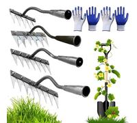 RâTeau De DéSherbage Avec Manche Berthaus, Rateau De DéSherbage RéVolutionnaire, Outil De Desherbage, Iron Rake 2.0,5/6/7/8 Dents Carbon Steel Garden Weeding For Gardening (7 Dents)