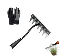 Rateau De DéSherbage avec Manche, Outil De Râteau De Désherbage, RâTeau De Jardin Desherbage, Iron Rake 2.0, 5/6/7/8 Dents Carbon Steel Garden Weeding for Gardening (7 Dents)