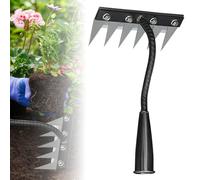 Râteau de désherbage en fer 2.0, nouveau râteau de désherbeur de jardin en acier au carbone 5/6/7/8 dents, râteau en fer pour cour, pelouse et jardin, outil d'extraction de désherbeur manuel robuste