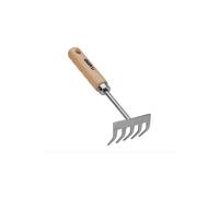 VITO - Râteau de Jardin 5 Dents Outil de Jardin Manche Bois INOX et Fer forgé à la Main Haute qualité