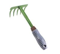 Râteau de Jardin à 5 Dents en Fer, Outil Vert pour Nettoyage | Plastique PVC, Format Compact Facile à Manier, pour Excréments D’animaux et Petits Cailloux