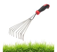 Râteau de Jardin à Main - Outil De Jardin en Acier Inoxydable,Outil De Jardinage Court en Métal pour Désherbage Et Travail du Sol Robuste pour Pelouses Et Parterres De Fleurs