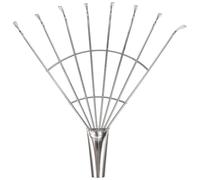 Râteau de Jardin Argenté à 8 Dents en Acier Inoxydable sans Manche | Collecte Débris, Nettoie le Sol, Rassemble Feuilles Mortes, pour Jardin et Cour, Usage Manuel
