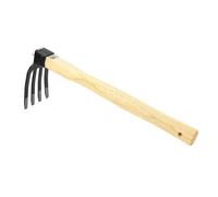 Râteau de Jardin avec Manche en Bois, Fourchette à Houe Combinée, Outil à Main de Jardinage pour Creuser, Couper Les Racines, Désherbage, Labour, Nivellement, Concassage du Sol