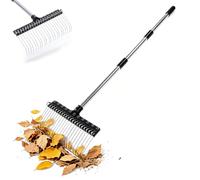 Râteau de Jardin en Acier, 22 Dents, 16,3 Pouces de Large | Leaf Rake for Lawn, Yard, Mulch, Thatch; with 5.2FT Adjustable Handle
