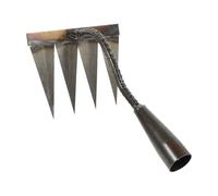 Râteau de Jardin en Acier à Quatre Dents pour Désherbage et Sol | Outil de Décompactage, Retournement et Répartition, pour Débris du Jardin, Couleur Argenté, Usage Agricole
