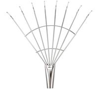 Râteau de Jardin en Acier Inoxydable à 8 Dents pour Feuilles | Acier Inoxydable Argenté, Fabrication Traditionnelle, Collecte des Débris, Nettoyage du Sol, Usage Extérieur