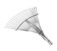Râteau de Jardin Extensible en Acier Inoxydable Argenté, Léger | Tête Métallique Résistante à L’usure, pour Plantation et Désherbage, Format Compact pour Outils de Jardinage