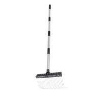 Râteau de jardin extensible et réglable de 98 à 160 cm - Fourches larges en acier - Balai à feuilles rectangulaire - Pour , feuilles, déchets d'arbustes, paillis et aiguilles de pin