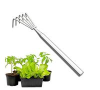 Râteau de Jardin Manche Long Ergonomique en Acier Inoxydable | Râteau Solide et Sarcloir Robust Pour Creusage, Nivellement et Détachement du Sol, de la Pelouse et des