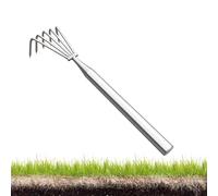 Râteau De Jardin - Outil À Main En Acier Inoxydable Robuste Avec Poignée Ergonomique | Petit Râteau Griffe Pour Désherbage Et Aération Du Sol | Cultivateur Manuel Pour Pelouse, Massif De Fleurs, Plant