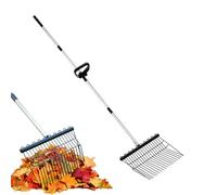 Râteau de jardin pour le jardinage, râteau de jardin avec long en acier inoxydable | Outil de jardin ergonomique pour ameublir le sol, désherber, entretien de la pelouse, travail de cour