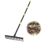 Râteau de jardin RAK 189 cm, Râteau de jardin en métal avec manche, râteau à 12 dents en acier pour ameublir le sol et niveler la pelouse, balai à feuilles, râteau à gazon, outil de jardinage pour