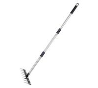 Râteau de jardin, râteau de désherbage à 8 dents en acier inoxydable, outil d'engrais agricole - pour pelouse, paysage, ferme, jardin, extérieur, agriculture, sylviculture