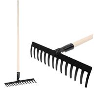 Râteau de jardin Strend Pro Premium R-606, 14 dents, forgé, manche bois