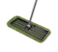 Râteau de nivellement de pelouse, 76,2 x 25,4 cm avec poignée réglable en acier inoxydable de 190,5 cm de long, outil de nivellement de pelouse robuste pour jardin, terrain de golf, ferme et pâturage