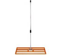 Râteau de Nivellement de Pelouse en Acier Inoxydable Orange 100 cm Largeur -Parfait pour Mettre à Plat : Cour de Golf,terrains de Sports Jardin,Aménagement Extérieur - Manche Extensible Jusqu'à 190cm
