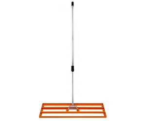 Râteau de Nivellement de Pelouse en Acier inoxydable Orange 100 cm Largeur -Parfait pour Mettre à plat : Cour de golf,terrains de Sports Jardin,Aménagement Extérieur - Manche Extensible Jusqu'à 190cm