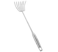 Râteau de Plage à 7 Dents en Acier Inoxydable, Poignée Longue | Griffe Métallique Argentée, pour Sable et Feuilles, Nettoyage Facile, Usage Jardinage Domestique