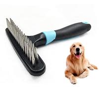 Râteau de sous-poil pour chiens, brosse de toilettage pour animaux domestiques, clous en acier arrondis à double rangée, réduit la perte de poils de 90%, élimine facilement les nœuds